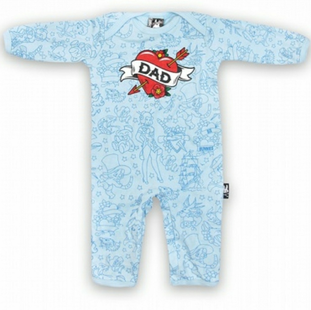 New! Six Bunnies 💘 Dad Heart Tattooed Cotton Romper